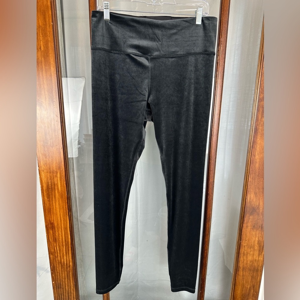 Athleta Elation‎ Velvet Tight High Rise Black Leggings Sz Large Whimsigoth Fall